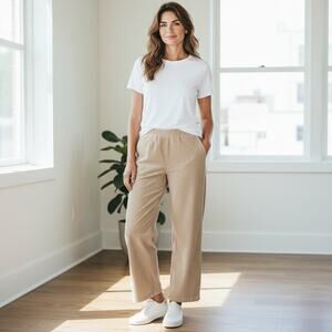 L.L. Bean Perfect Fit Knit Corduroy Pants Petite Pull On Straight Crop Womens- L